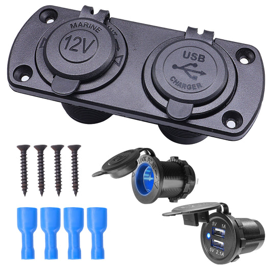 Car Car Cigarette Lighter Outlet with Dual USB Charger Female Built-in 12V