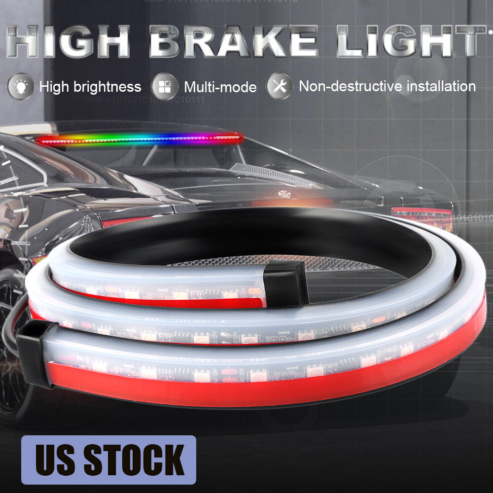 LED 3rd Tail Brake Light Strip Bar Windshield Turn Signal Sequential Running DRL