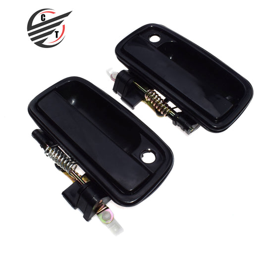 FITS 1995-2004 for TOYOTA TACOMA FRONT OUTER EXTERIOR SMOOTH BLACK DOOR HANDLE PAIR