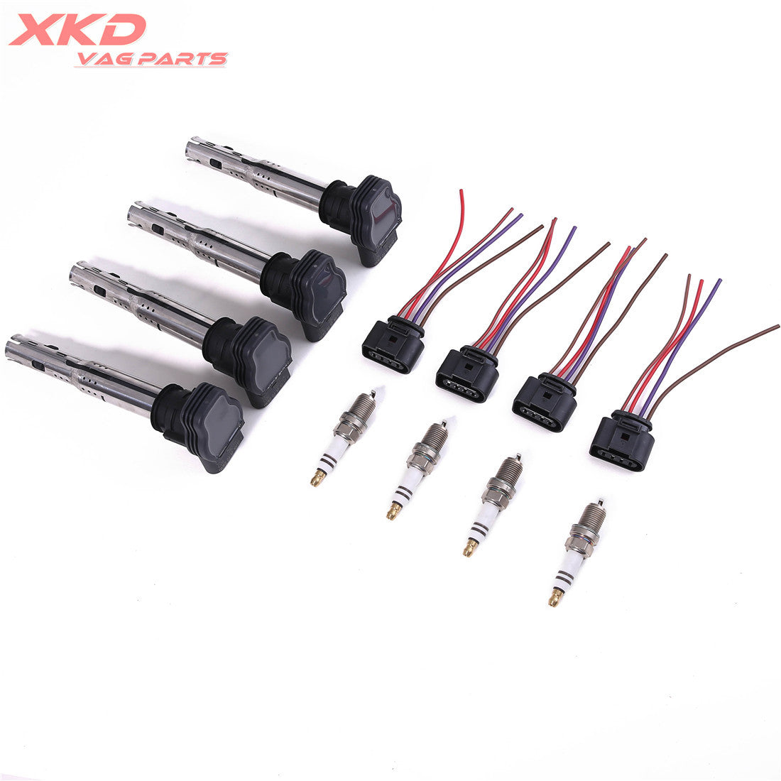 4X 1.8T 2.0T Ignition Coil Spark plug Kit Fit for VW CC for Golf for Passat for AUDI for A4 for A6