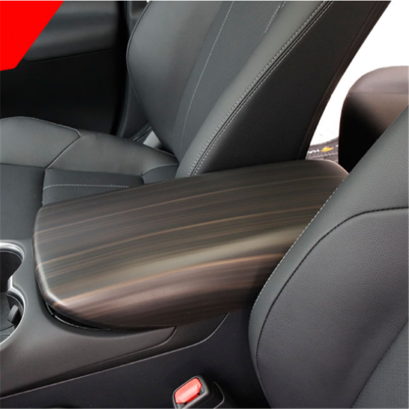 Matte Wood Grain Console Armrest Box Panel Trim Cover for Toyota Venza 2021-2023