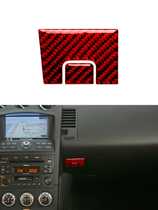 for Co -pilot Storage Door Handle Trim Panel Carbon Fiber for Nissan 350Z 2006-09 Red