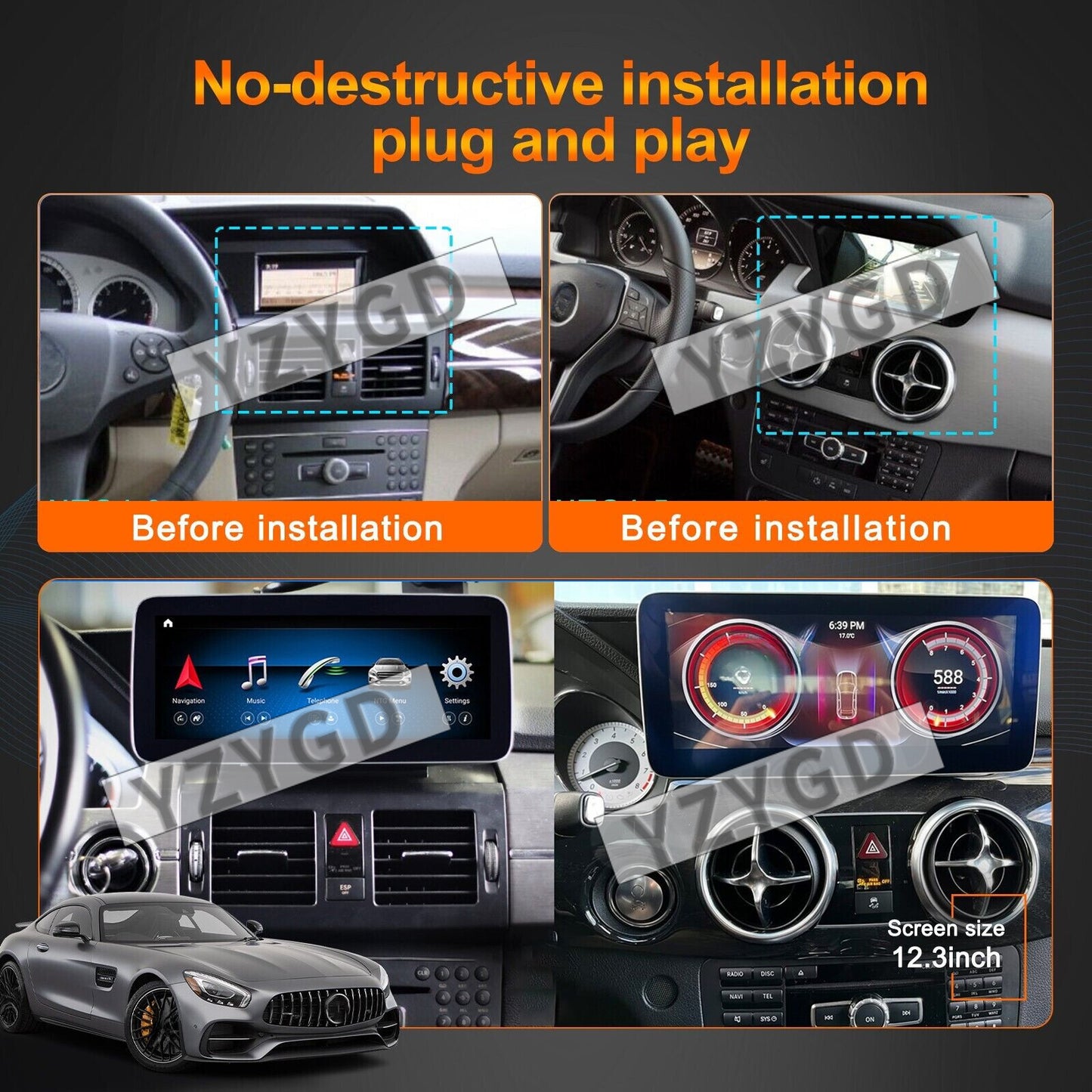 CarPlay Car Radio 2Din for Mercedes-Benz GLK-Class (X204) 2008-2015 Stereo 256GB