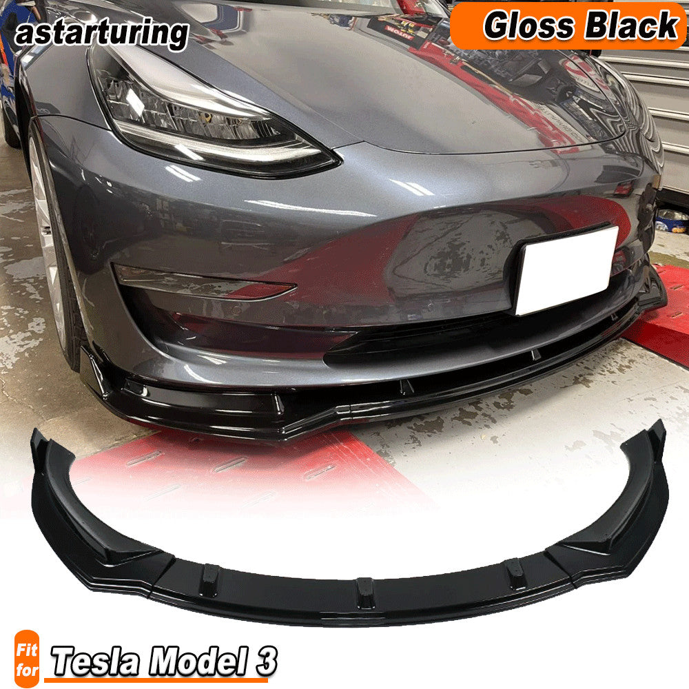 Fit for Tesla Model 3 Sedan 2017-2024 Gloss Black Front Bumper Lip Chin Spoiler