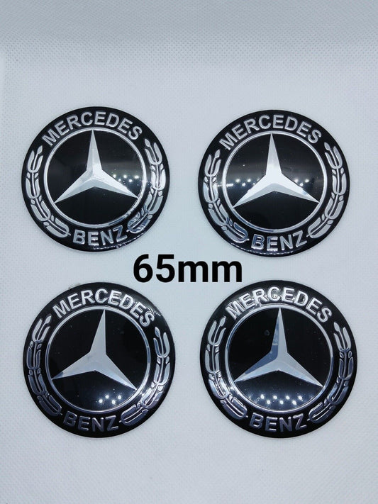 4 stickers for black Centre de Roue Moyeu wheel covers for Mercedes 65mm