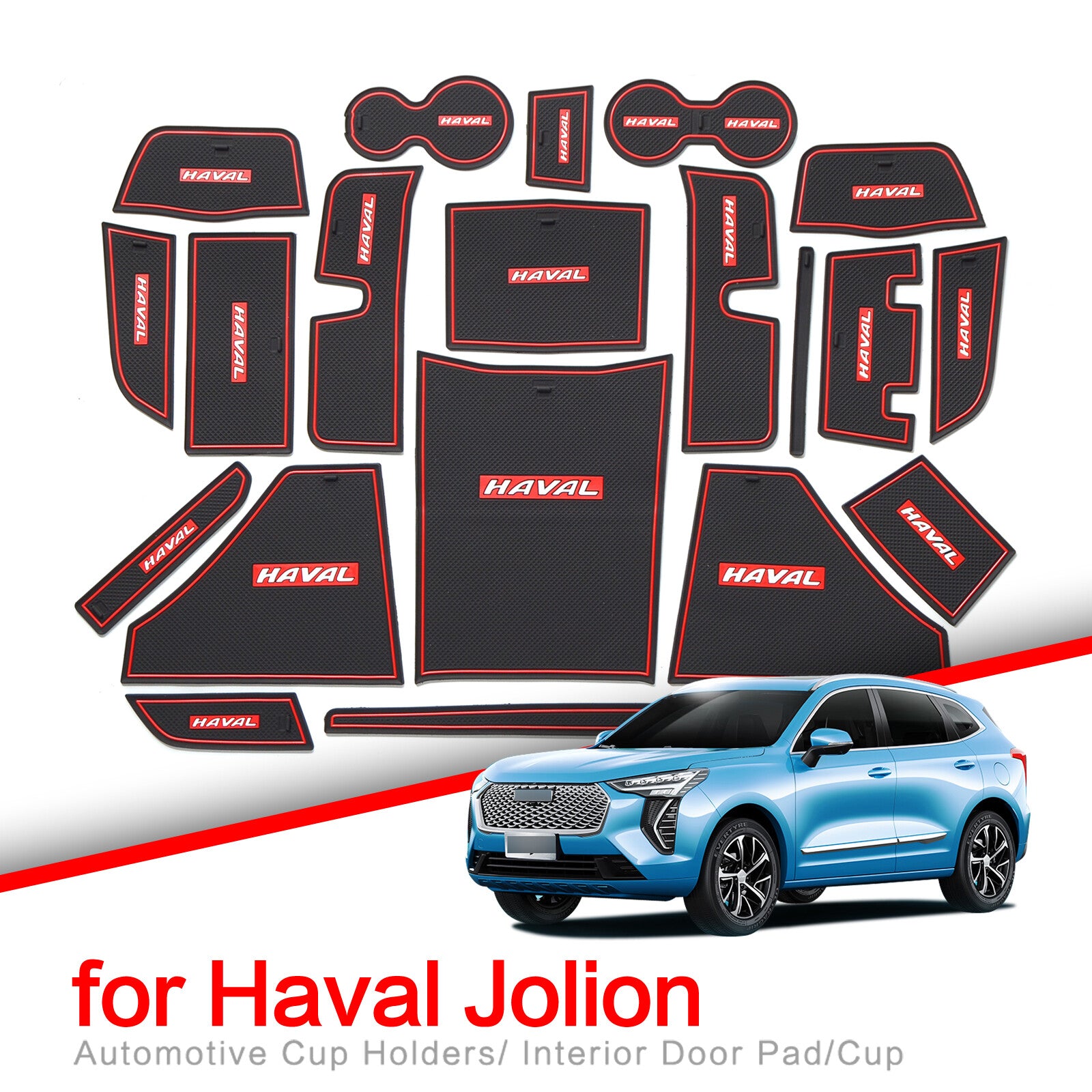 for Haval Jolion 2021 2022 Anti-Slip Gate Slot Cup Mat Accessories Door Pad RED