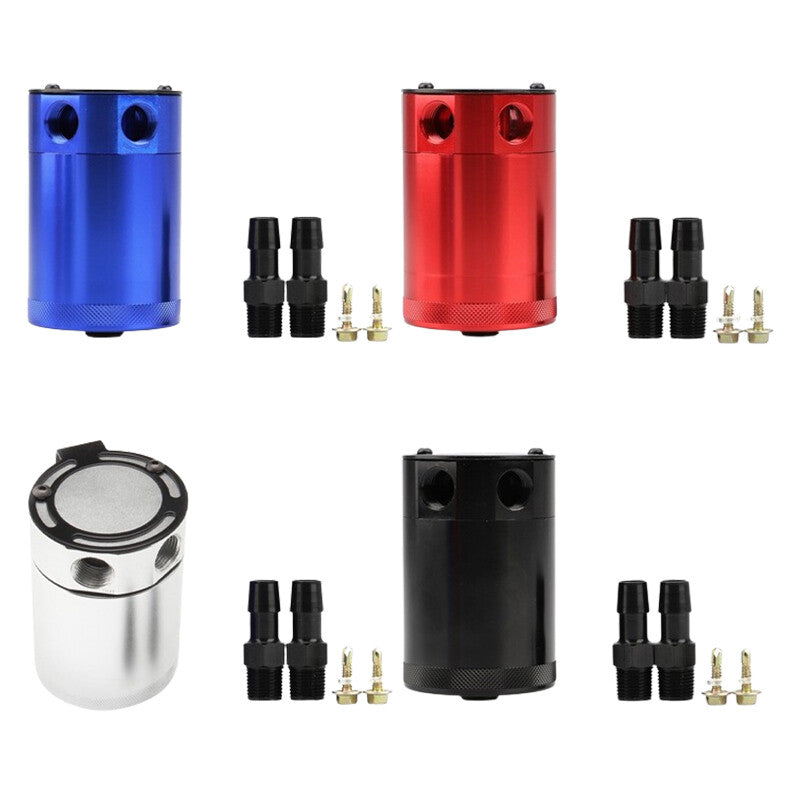 Compact Baffled 2-Port Aluminum Oil Catch Reservoir Can Tank Red Universal