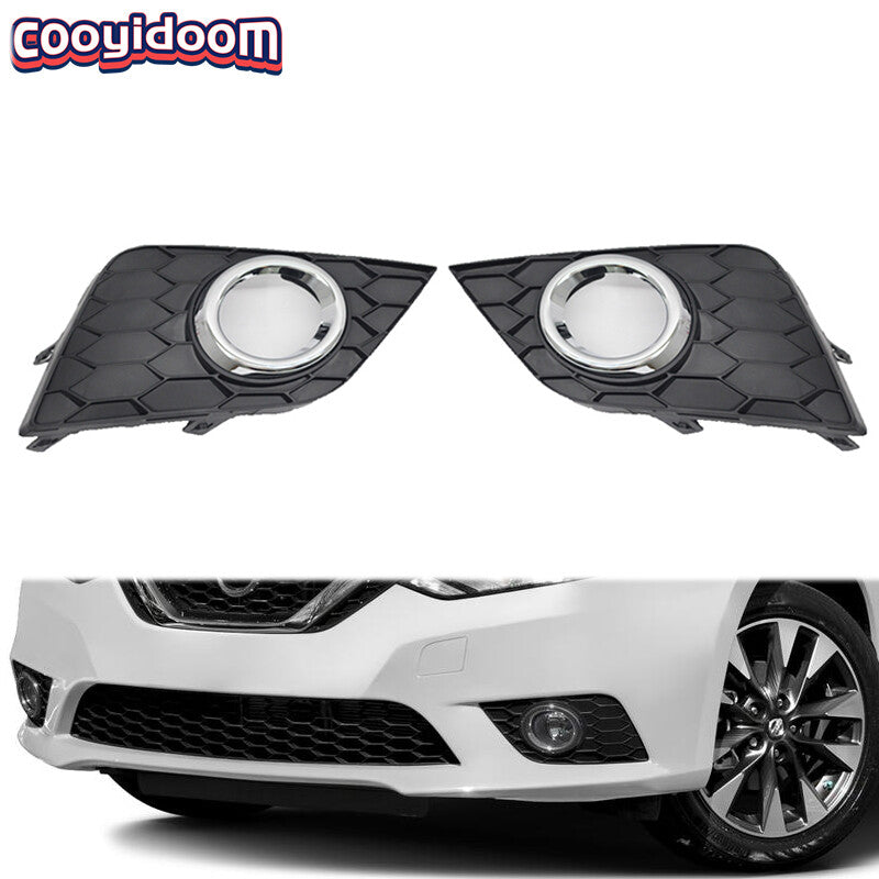 A pair of front fog light frame trimmer covers for Nissan Sentra 2016 - 2018