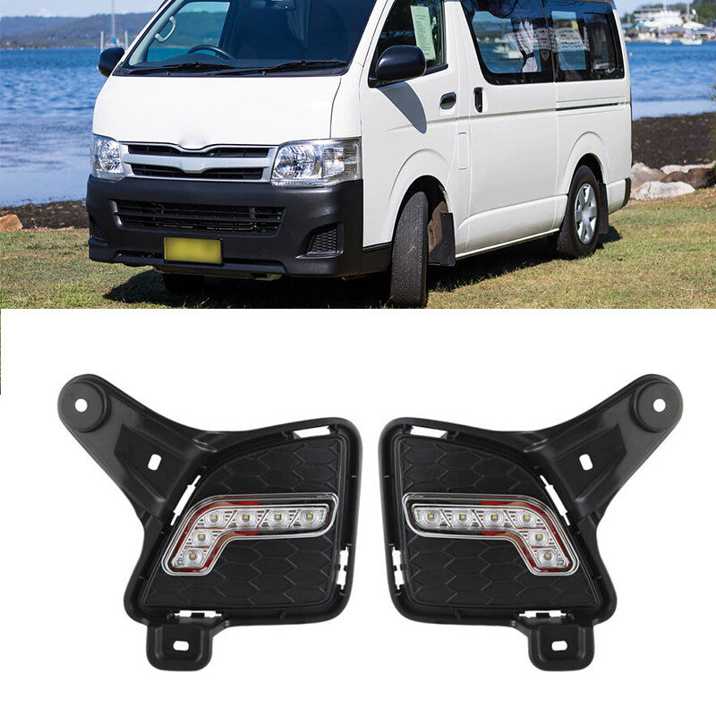 A pair of daytime running lights and fog lights are suitable for Toyota Hiace 2010 - 2013
