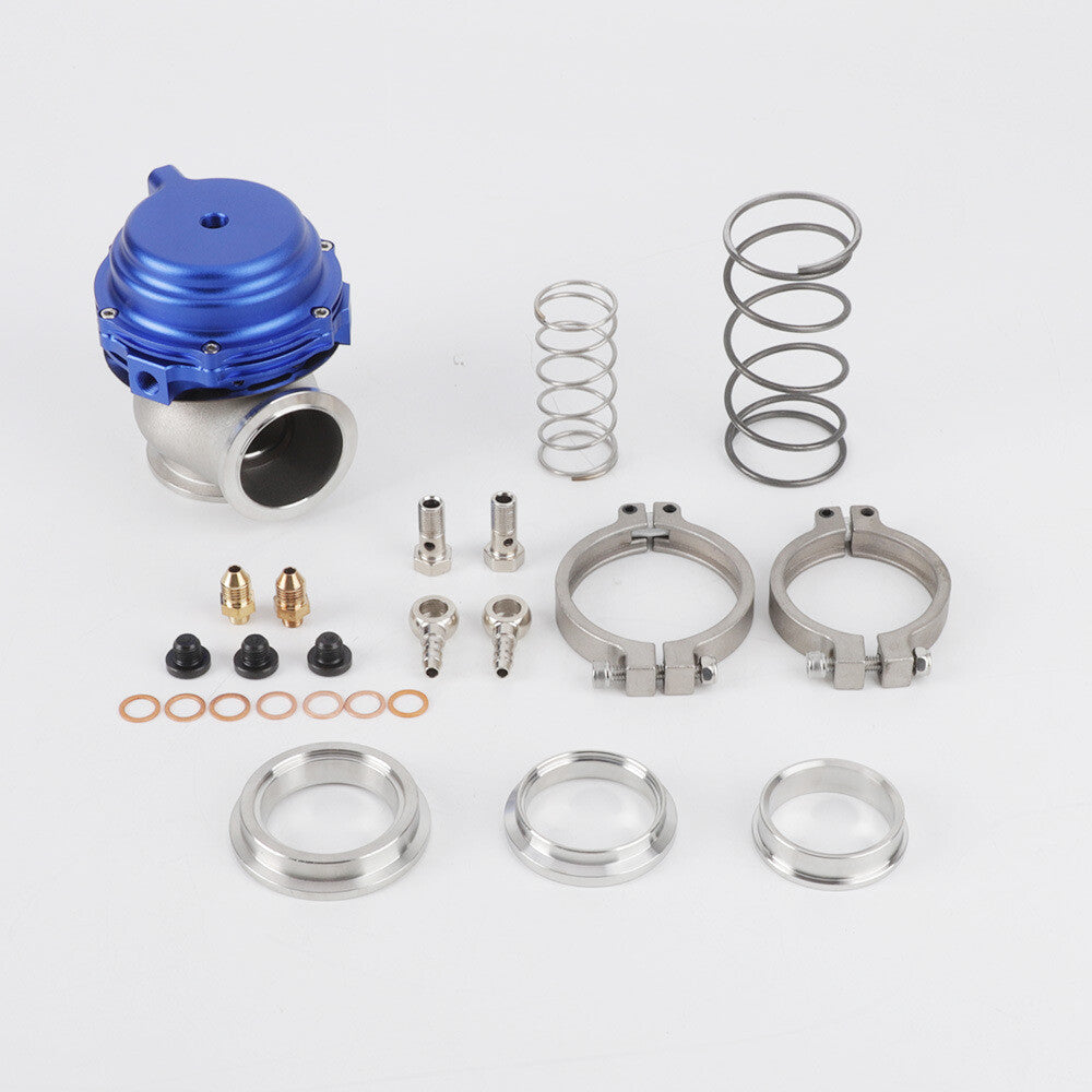 50mm Turbine Blow Valve (BOV) 44mm External Wastegate MVR V-Band Flange Blue Kit