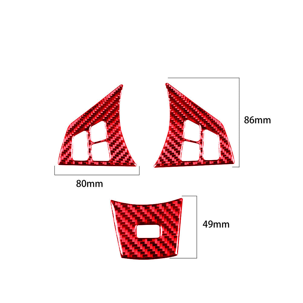 3Pcs for BMW 6Series M6 2004-2010 Red Carbon Fiber Steering Wheel Set Cover Trim