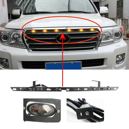 for Land Cruiser LC200/FJ200 2008-2015 Black Amber Lens Grille LED Light