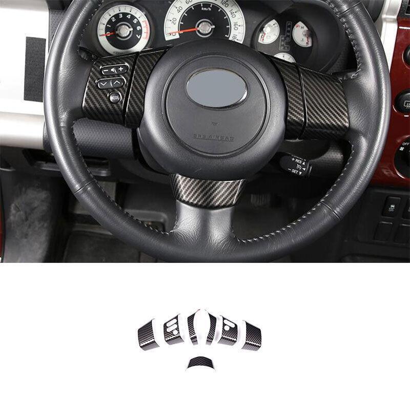 for Toyota FJ Cruiser 2007-21 Carbon Fiber Steering Wheel Switch Cover Trim 7PCS