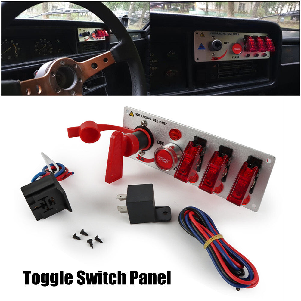 12V 20A Ignition Switch Panel for Racing Cars - Push-button Switch Panel with Relay