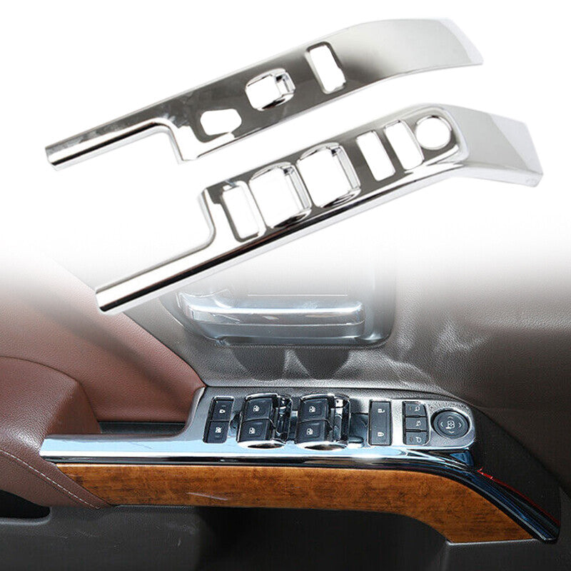 Chrome Window Control Switch Button Cover Trim Fit for GMC for Sierra 2014-17/2018