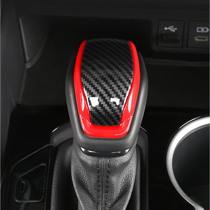 Suitable for Toyota RAV4 2019 - 2023 ABS, red carbon fiber shift knob cover trim.