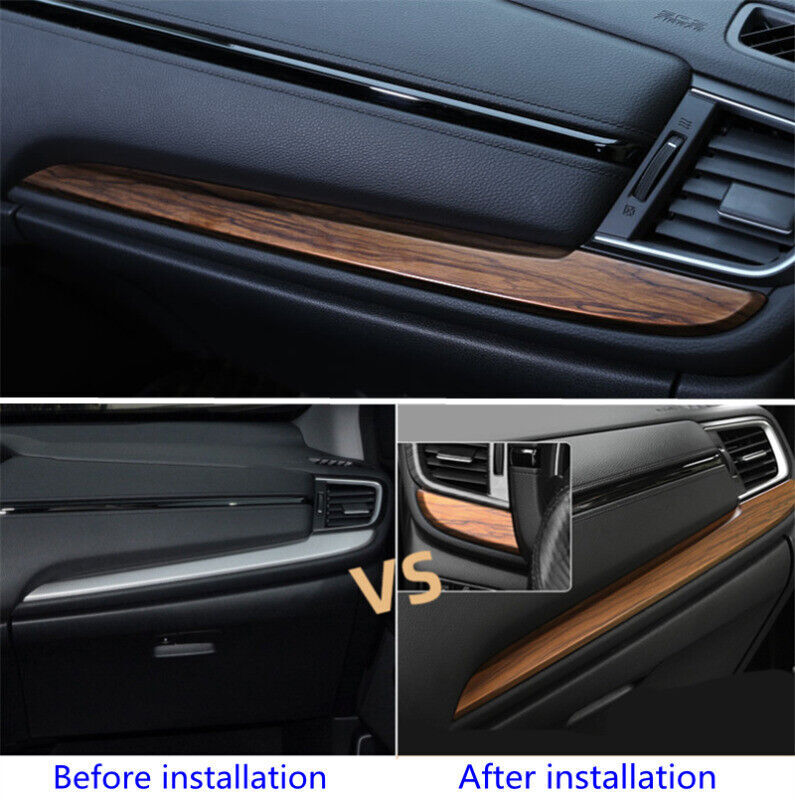 for Honda CR-V 2017-2022 Wood Grain Console Center Dashboard Cover Trim Decor 2x