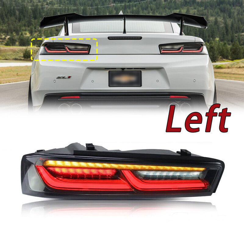 Left Side Smoked For 16-18 for Chevy Camaro 6th Gen LED Tail Lights Sequential