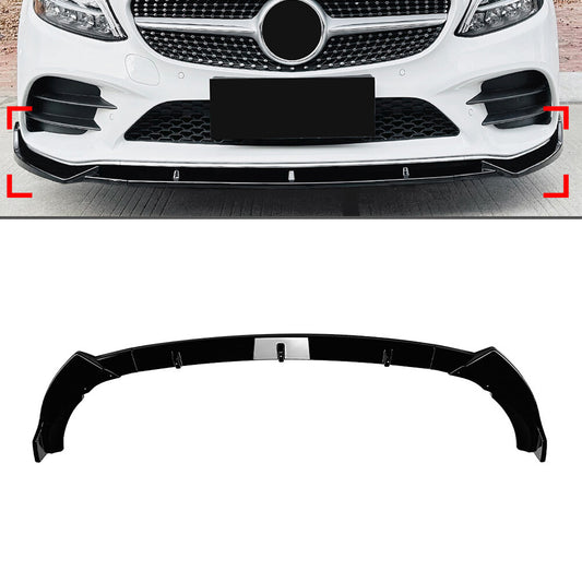Front Bumper Spoiler Splitter Lip for Mercedes-Benz C Class W205 2019-2021
