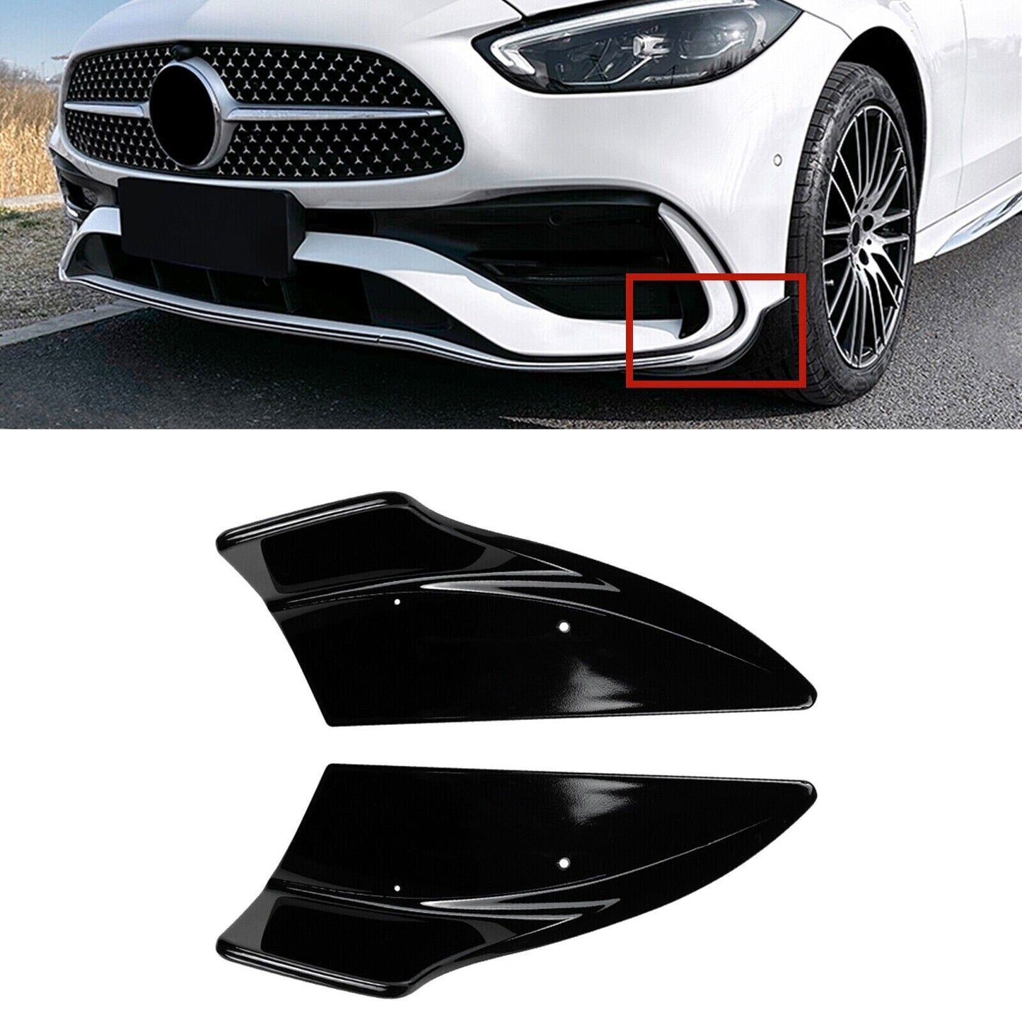 for Mercedes-Benz W206 C200 C300 C43 2022-2023 Black ABS Front Bumper Side Cover