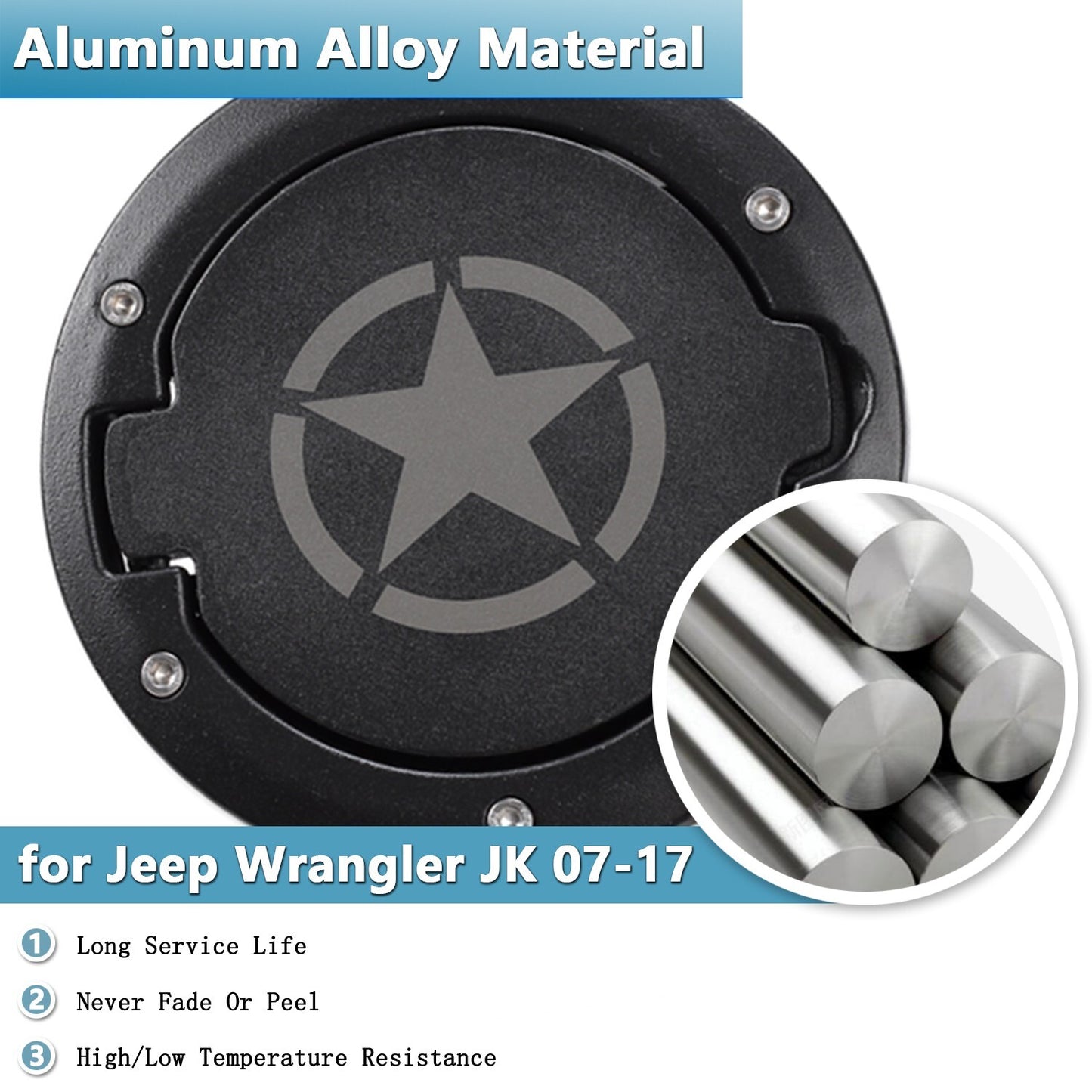 Fuel Filler Door Cover Gas Lid Tank Cap for Jeep for Wrangler Jk Unlimited 2007-2017