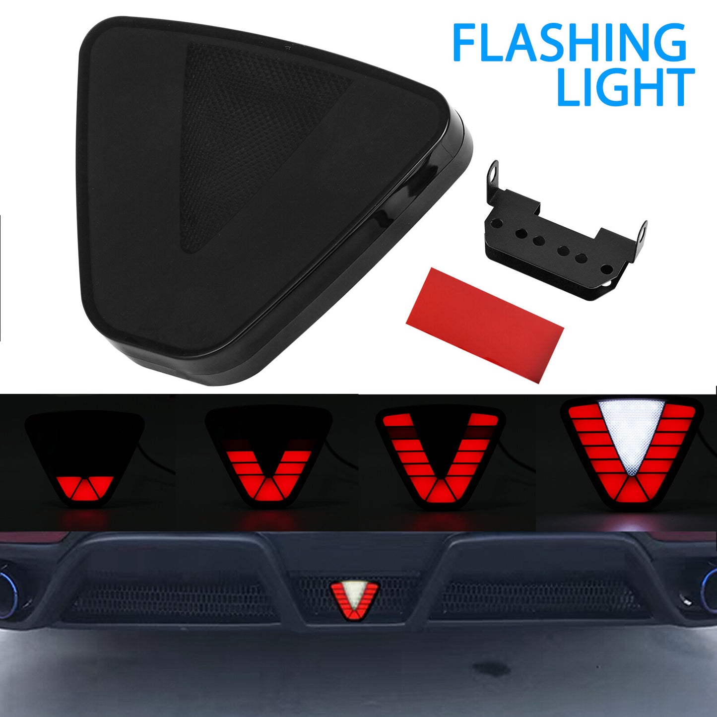 Universal 12V Car F1 Style Triangle LED Rear Stop Tail 3rd Brake Strobe Light AU