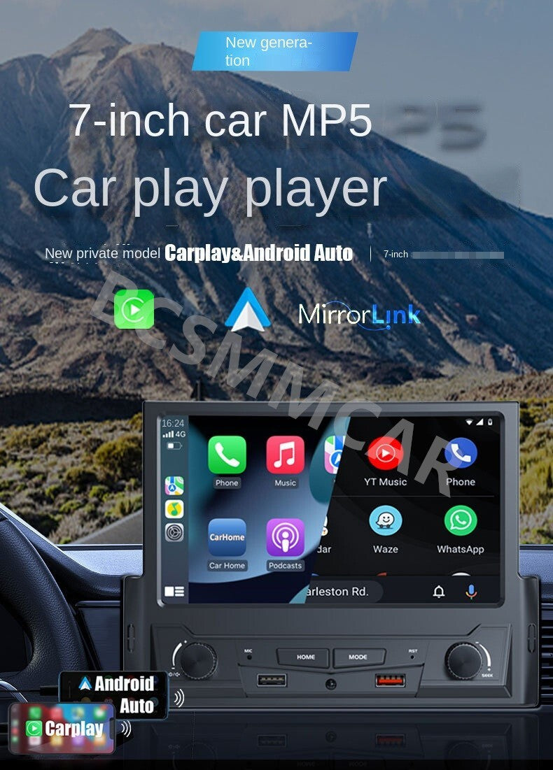 7in Single DIN Car MP5 Player Stereo Radio Bluetooth Touch Screen In-Dash Unit