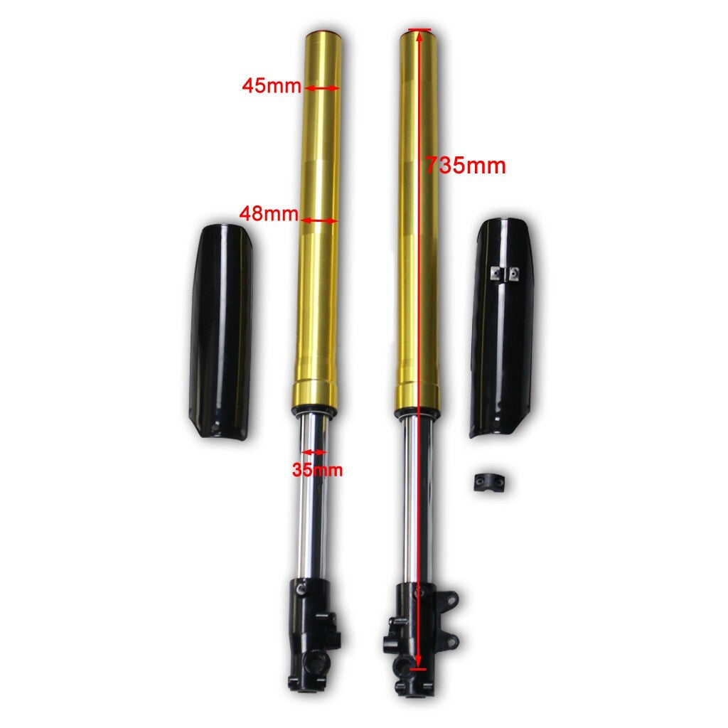 735mm Front Forks Triple Tree clamp Brake Pit Dirt Bike 125cc 150cc 110cc 140cc