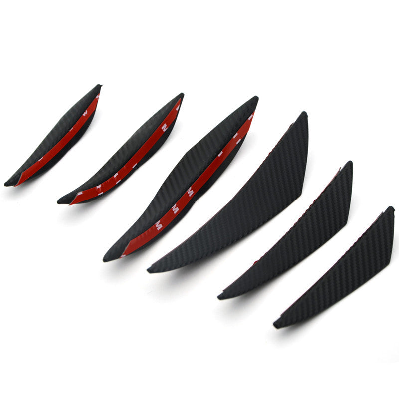 6Pcs Carbon Fiber Style Printing Car Front Bumper Fins Lip Kit Canards Splitter