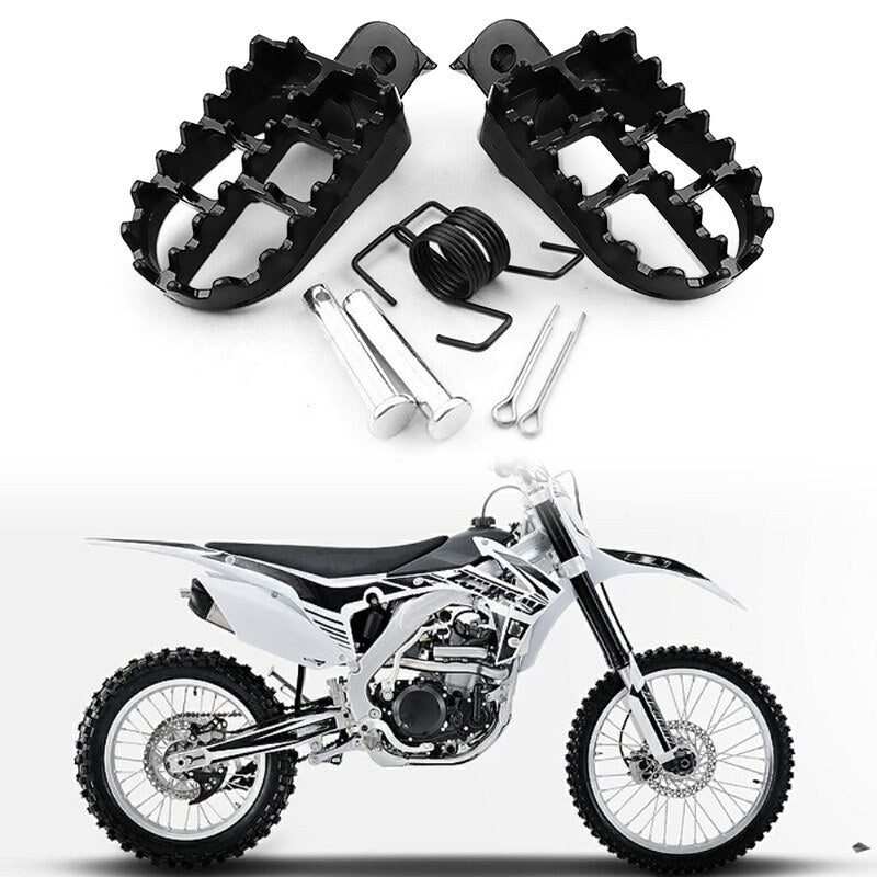 2x Black Aluminium Wide Motorcycle Foot Pegs Footrest 8mm Dirt Bike Rear Pedal