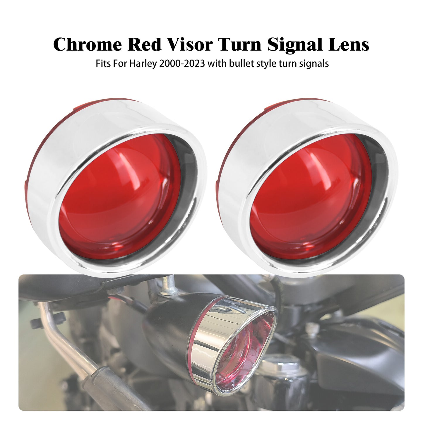 Chrome Turn Signal Light Visor Trim Ring Smoke Lens Fit for Harley Touring Dyna