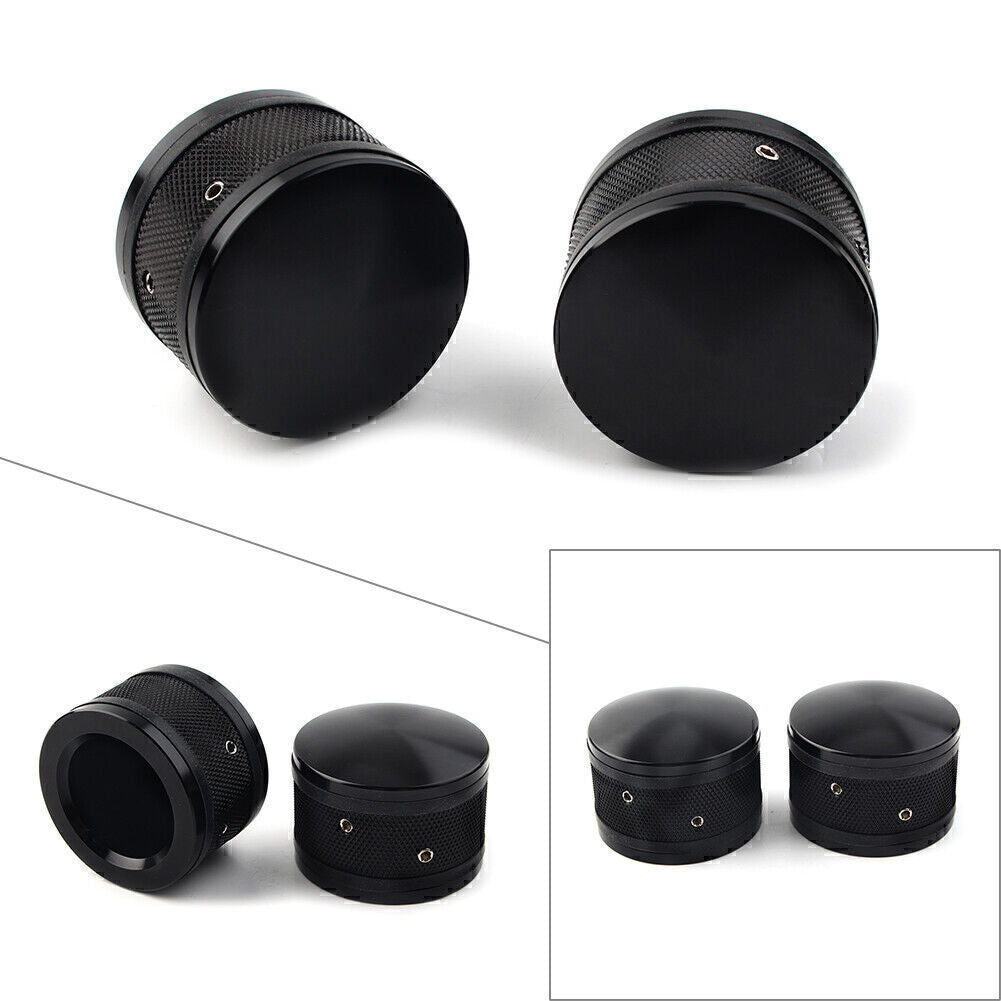 for Harley Sportster Softail Road King CNC Front Axle Nut Cover Cap Black 2pcs