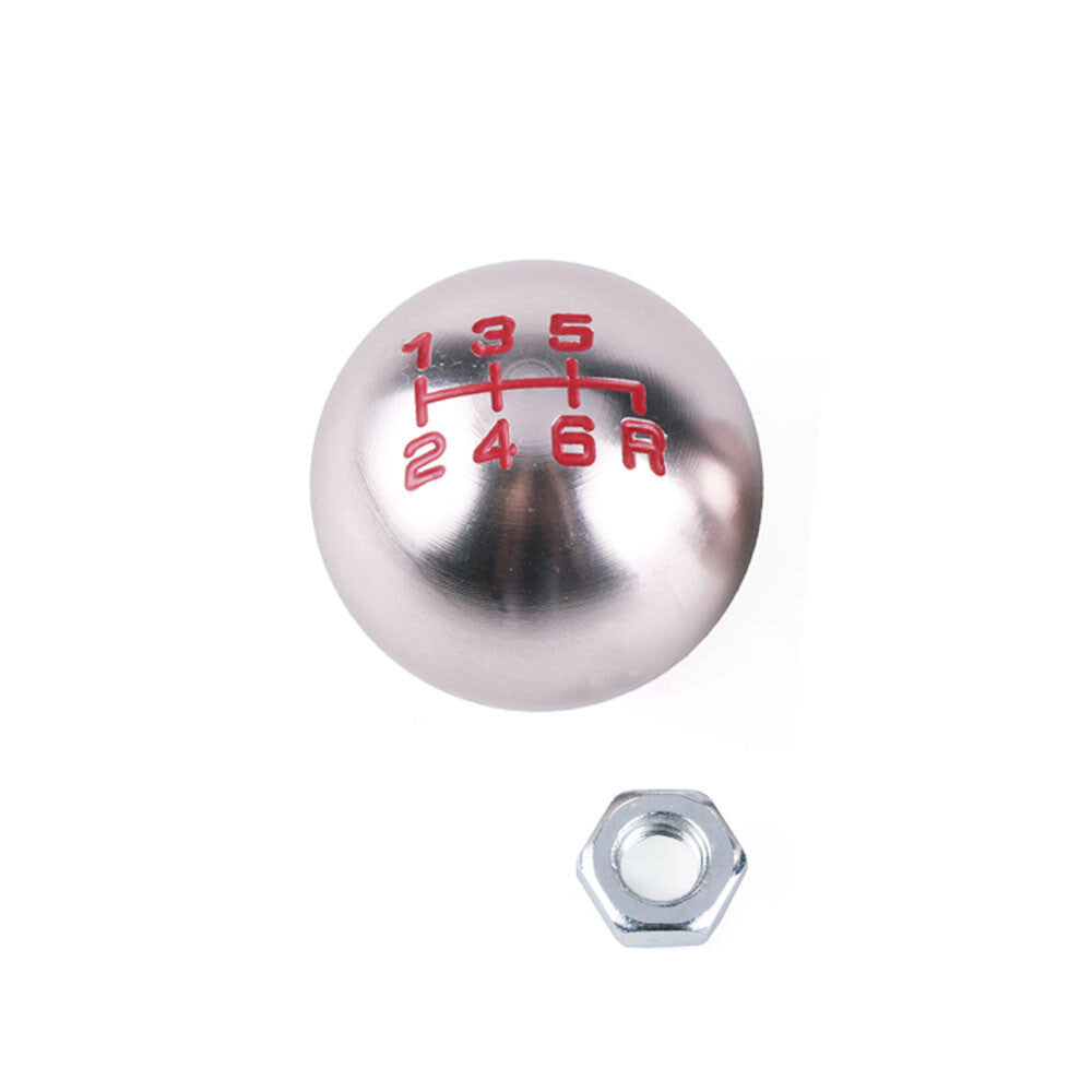 6 Speed M10 X 1.5 Manual Brushed Alunimum Round Ball Shifter Shift Knob