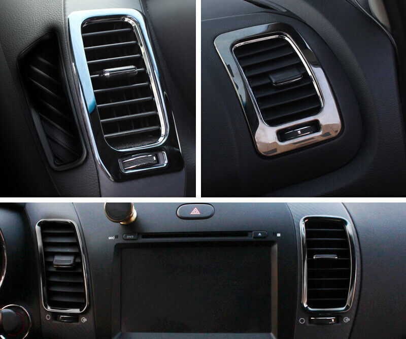 LR AC Air Outlet Vent Frame Cover Trim Fit for Kia K3 Forte 2014-18 Black Steel