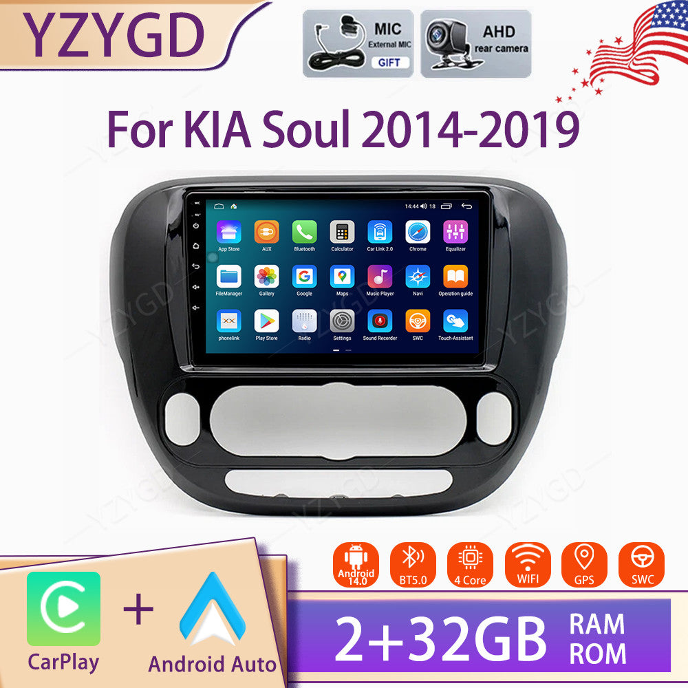 for KIA Soul 2014-2019 Stereo 9 Android 14.0 Carplay Car Radio GPS Navi WIFI BT