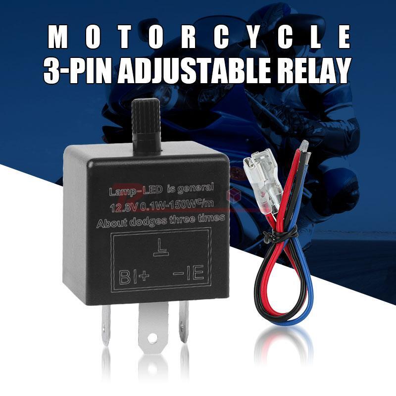 Adjustable 3-Pin LED Wired Motorcycle Flasher Relay Turn Signal Indicator Flash