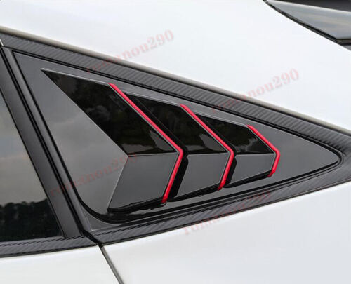 for Toyota Venza 2021-2023 Red+Glossy Black Rear Window Side Scoop Louver Covers
