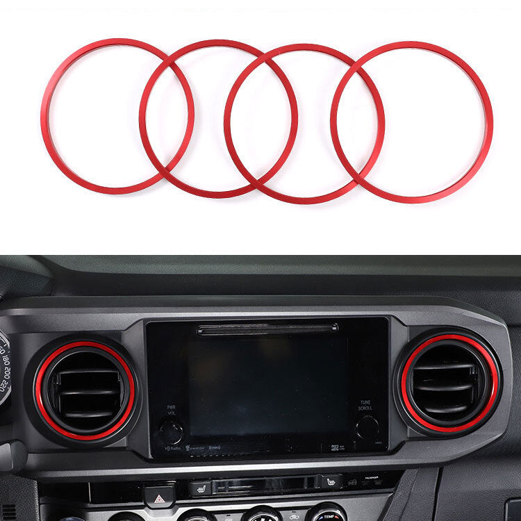 for Toyota Tacoma 2016-2022 Red Aluminum Console LR Air Outlet Vent Ring Trim A