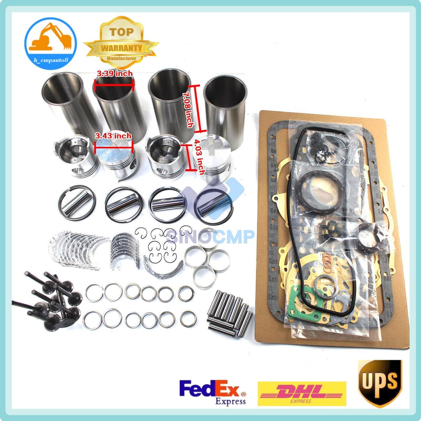 Engine Overhaul Rebuild Kit 2J for Toyota Forklift Trucks SDK8 Loader w/Valves78