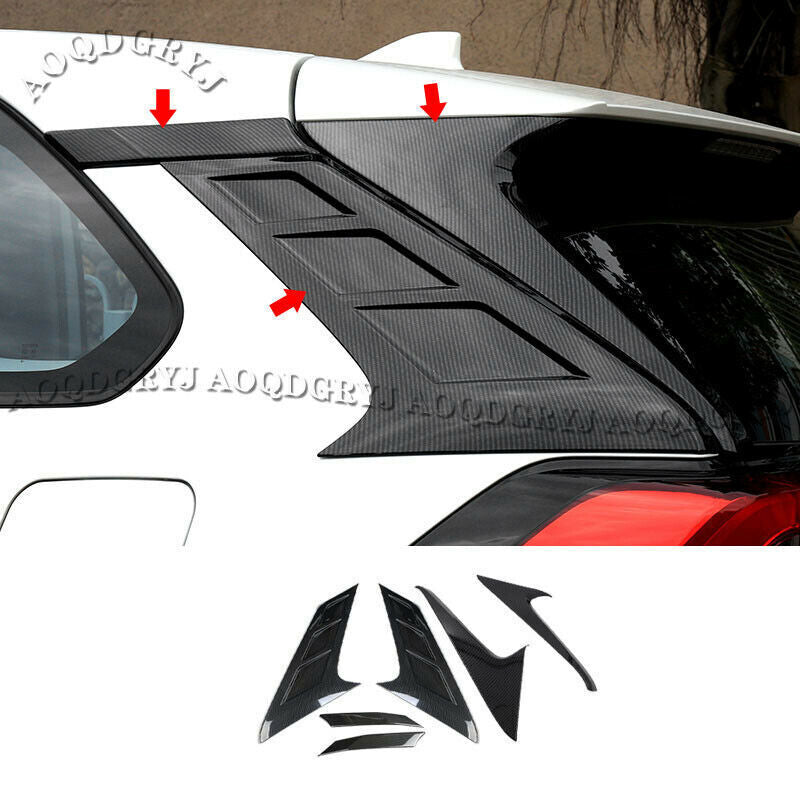 Carbon Fiber Rear Window Moulding spoiler Cover Trim 6pc for TOYOTA RAV4 2019-24
