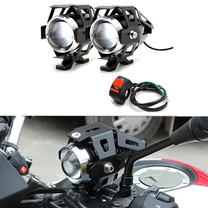 2Pcs Motorcycle LED Headlights 12V Decorative lamp Spotlight Fog Spot Head Light