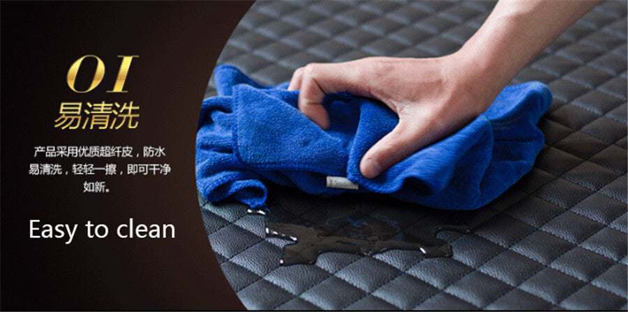 1x Car Universal Armrest Box Mats Pad Set PU Leather Styling Top Mat Liner Black