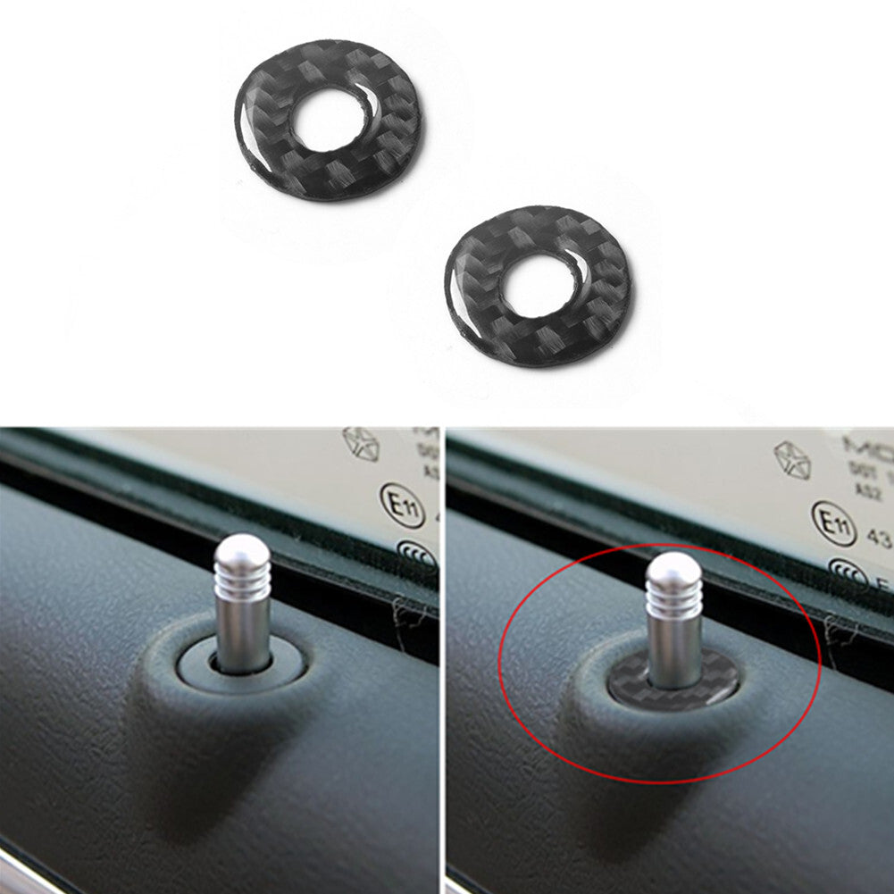 2Pcs Carbon Fiber Front Door Locker Accent Cover Trim for Chrysler 300 2005-2007