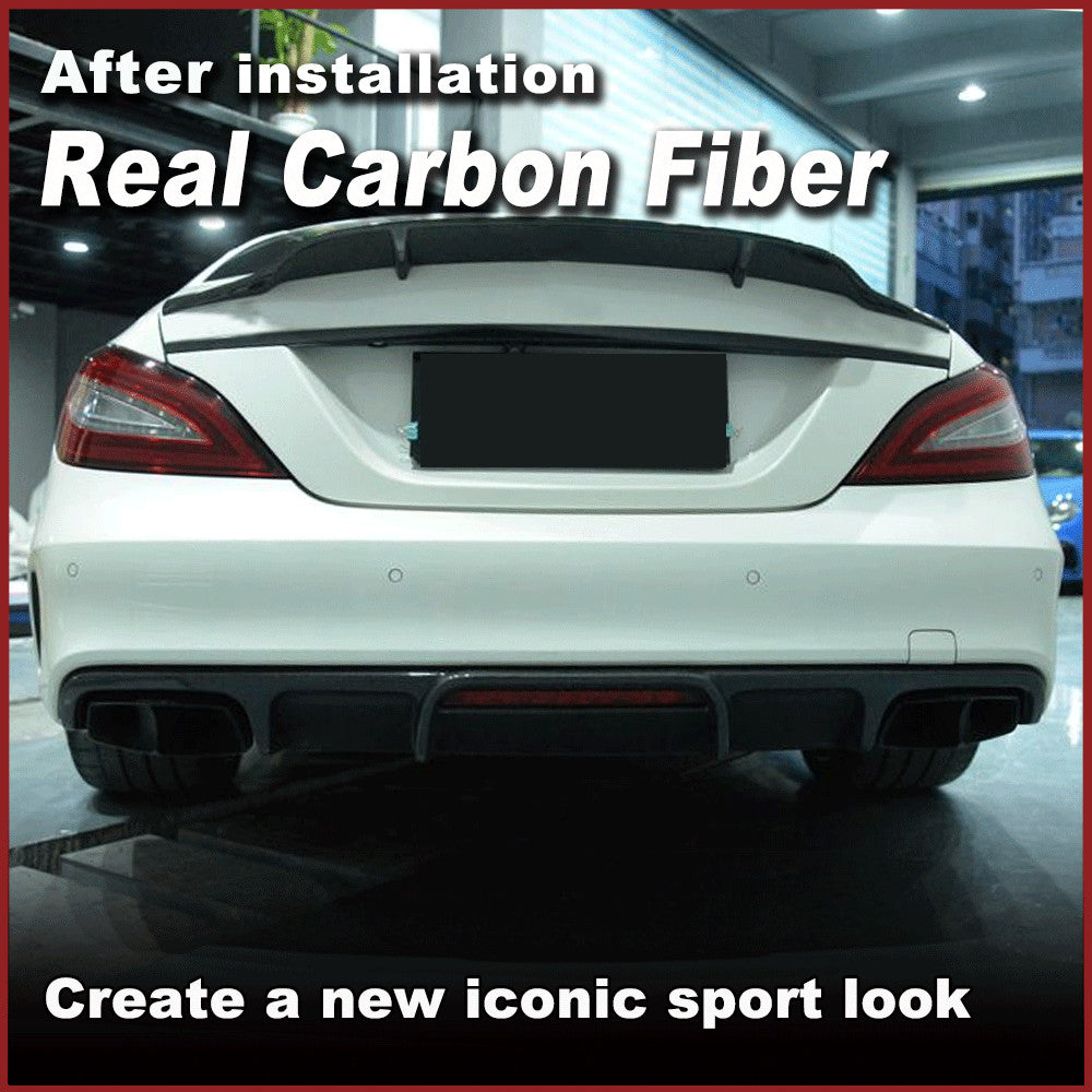 for Benz W218 CLS550 CLS63 2012-18 REAL Carbon Rear Bumper Diffuser Spoiler