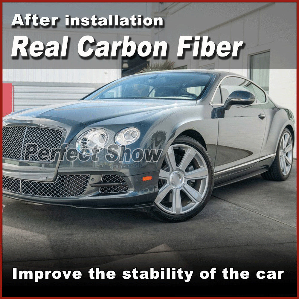for Bentley Gt 2012-18 REAL Carbon Side Skirt Extension Lip Spoiler