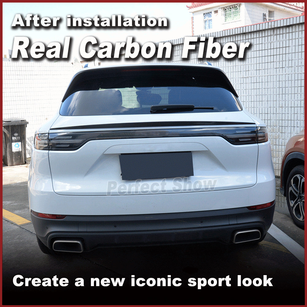 REAL CARBON Rear Middle Trunk Spoiler Wing Lip Fit for Porsche for Cayenne 2018-2020