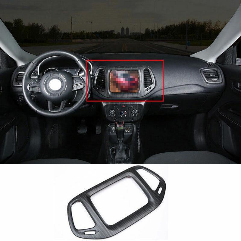 Central Console Navigation Panel Trim Fit for Jeep Compass 2017-2020 Wood Grain