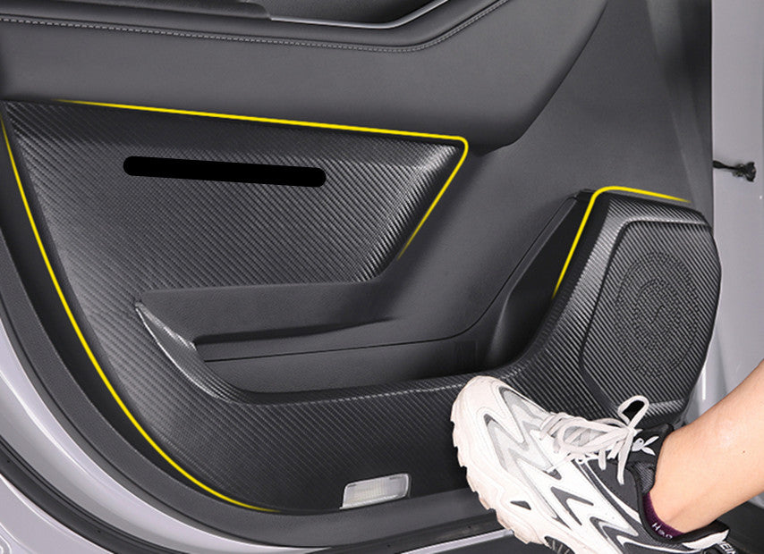 4P Carbon Fiber PU Door Anti-Kick Anti-Dirty Pad for Toyota Highlander 2020-2023