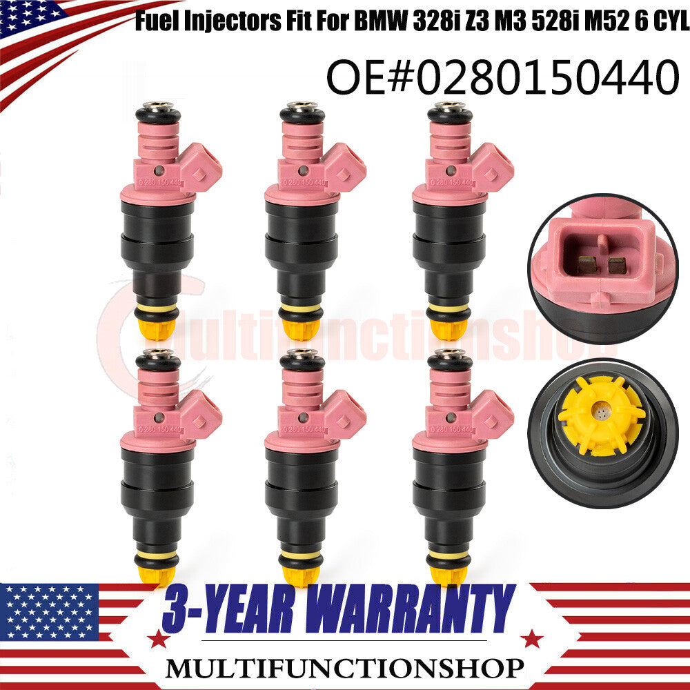 6 Fuel Injectors Fit for BMW 328i Z3 M3 528i M52 6 CYL 0280150440