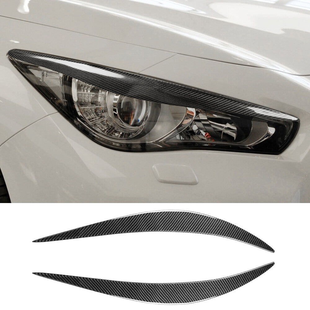 Soft Carbon Fiber Front Headlight Eyelids Eyebrow Cover for Infiniti Q50 2014-22